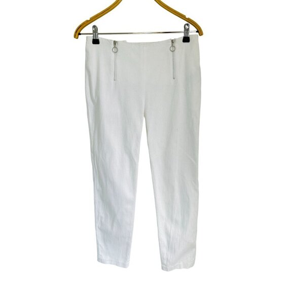 J. Mclaughlin Pants Waffled White Summer Zipped Details Casual Size 6 - Picture 2 of 11